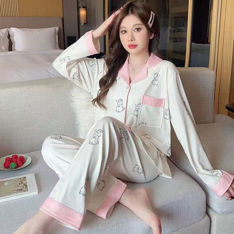Couple Pajamas Autumn And Winter Men's And Women's Homewear Suit Suitable For Daily Wear