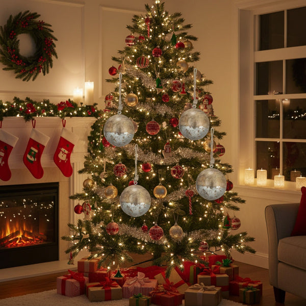 4PCS Set Christmas Hanging Ball Ornaments Wooden Tree Decorations Festive Holiday Party Decor Xmas Tree Accessories FBA Shipment