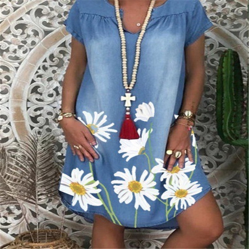 Flower denim dress