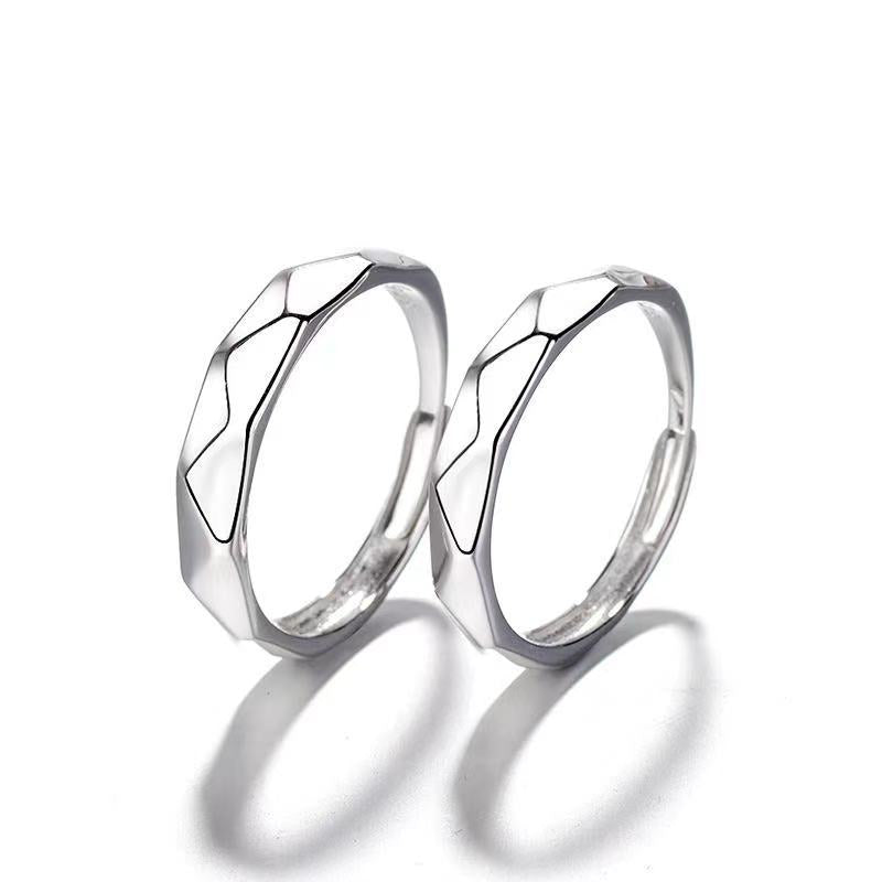 Angular Love Couple Ring Handmade Chinese Style Retro Men And Women Couple Rings