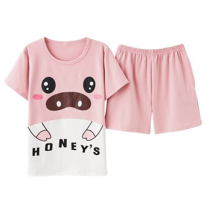 Summer Couple Pajamas Short-sleeved Knitted Cotton Homewear Suit