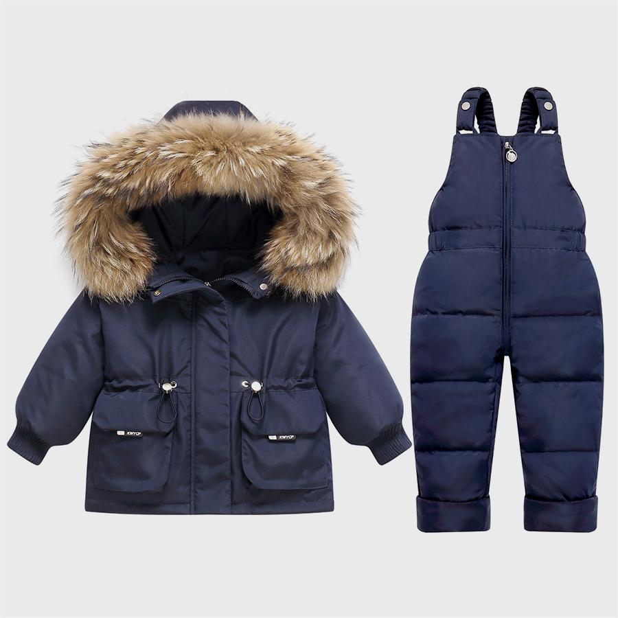 Down Jacket Thickened Set Boys And Girls New Two-piece Suit