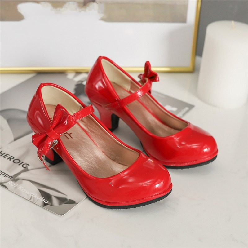 Girls bright bow high heels