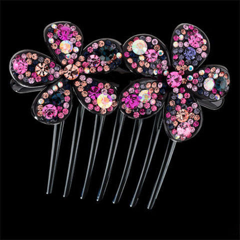 Hair accessories diamond and flower comb