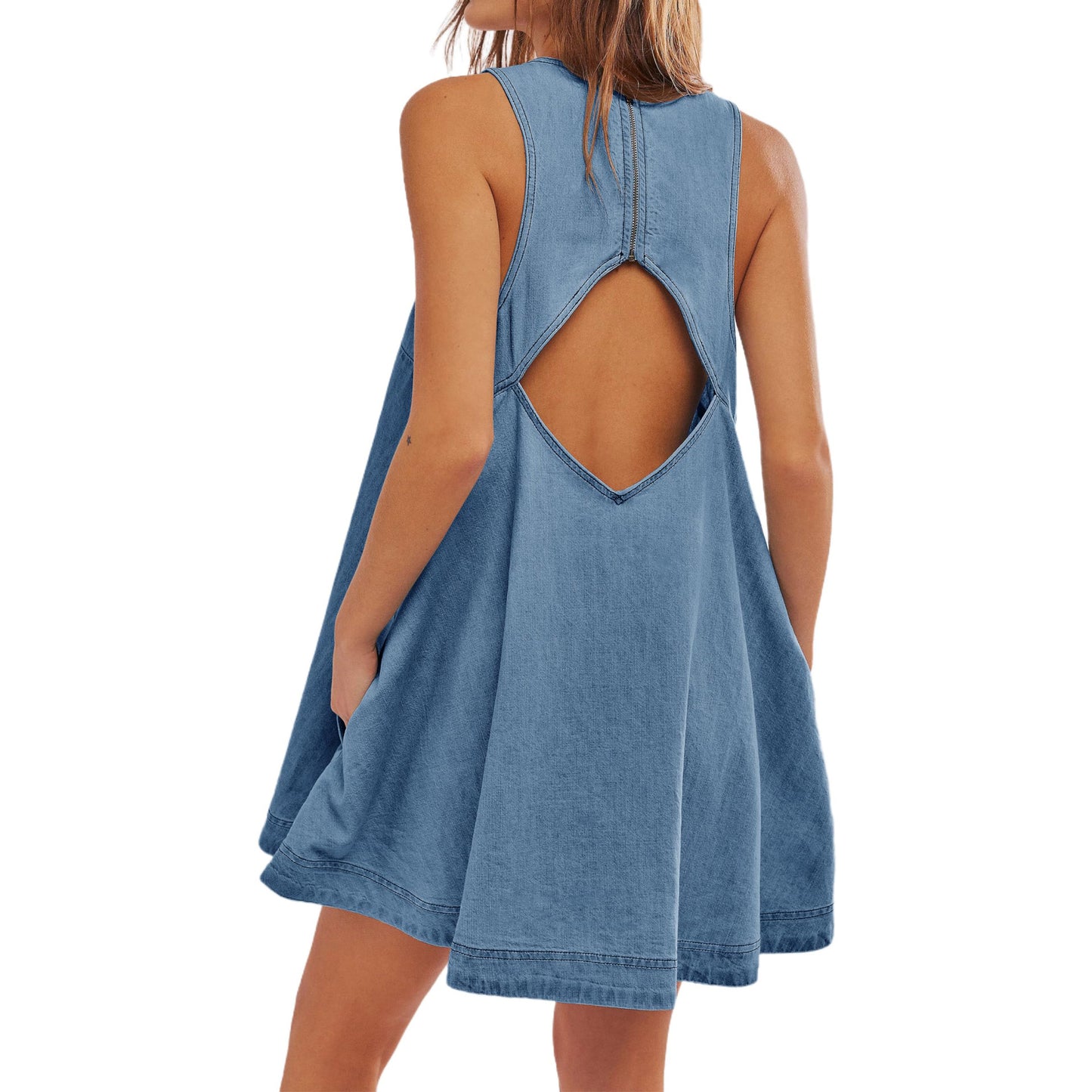 Sleeveless Backless Denim Dress