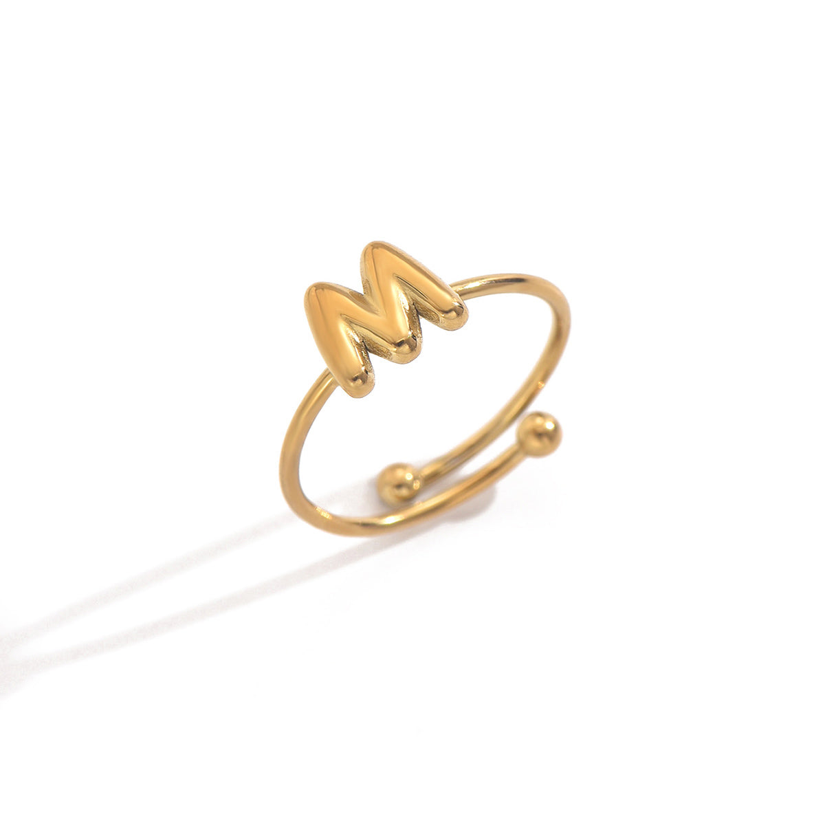 Lxalry 18K Gold Plated Stainless Steel Initial Ring For Women - Adjustable Minimalist Letter A-Z Rings, Personalized Gift Jewelry, Waterproof, Hypoallergenic, Tarnish-Free, Trendy Custom Statement Rin