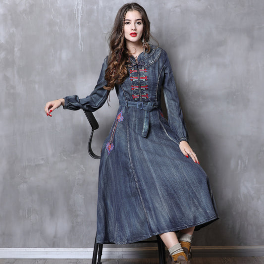 Denim dress with belt