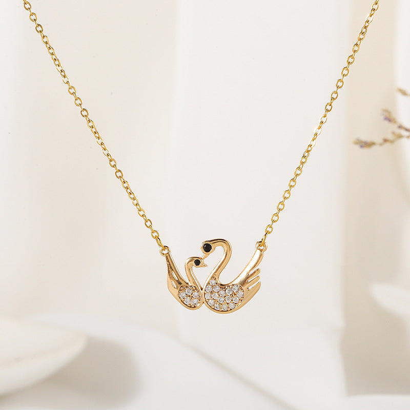 Titanium Steel Five-pointed Star Butterfly Wings Four-leaf Clover Inlaid Zircon Pendant Necklace