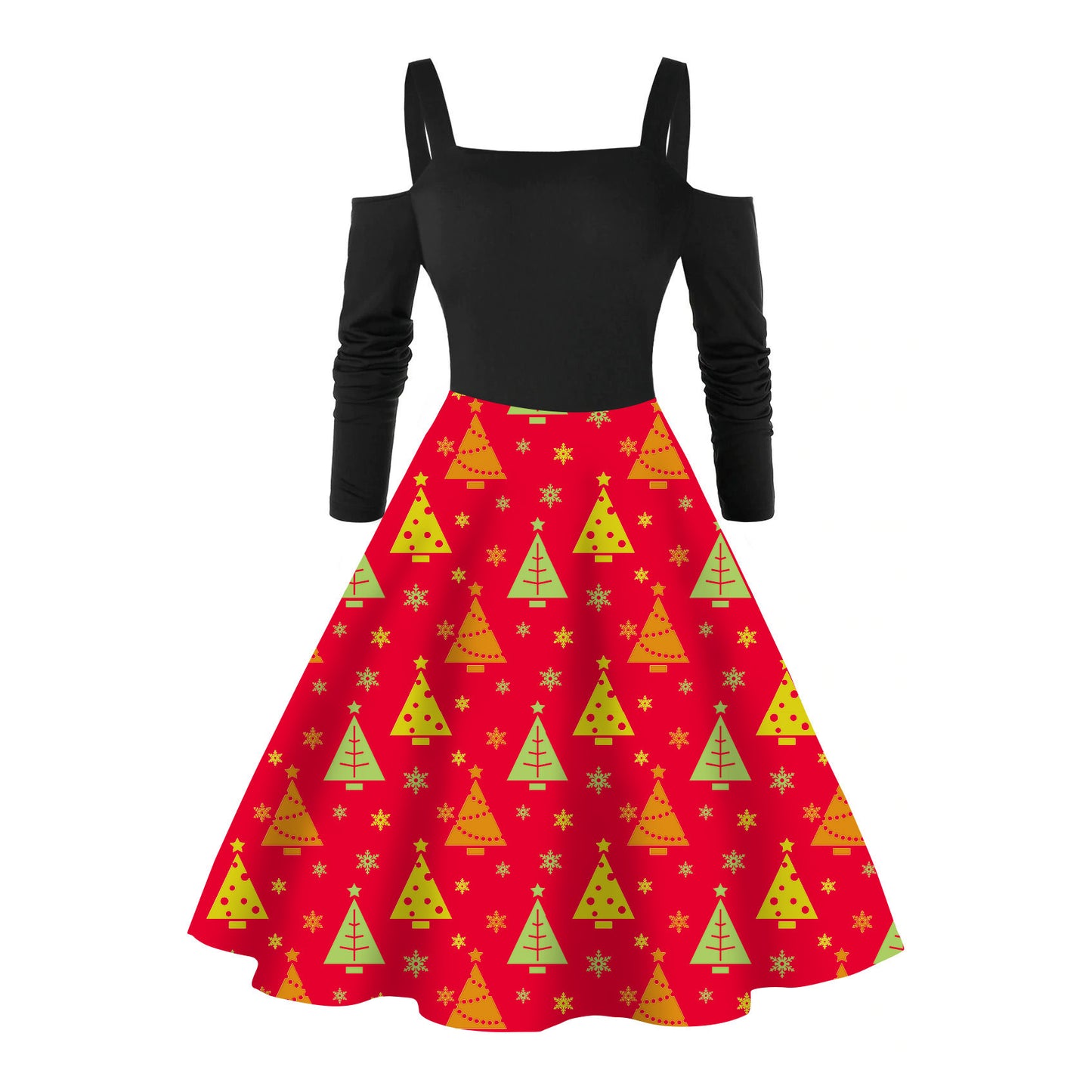 Women's Long-sleeved Snowman Printed Christmas Dress