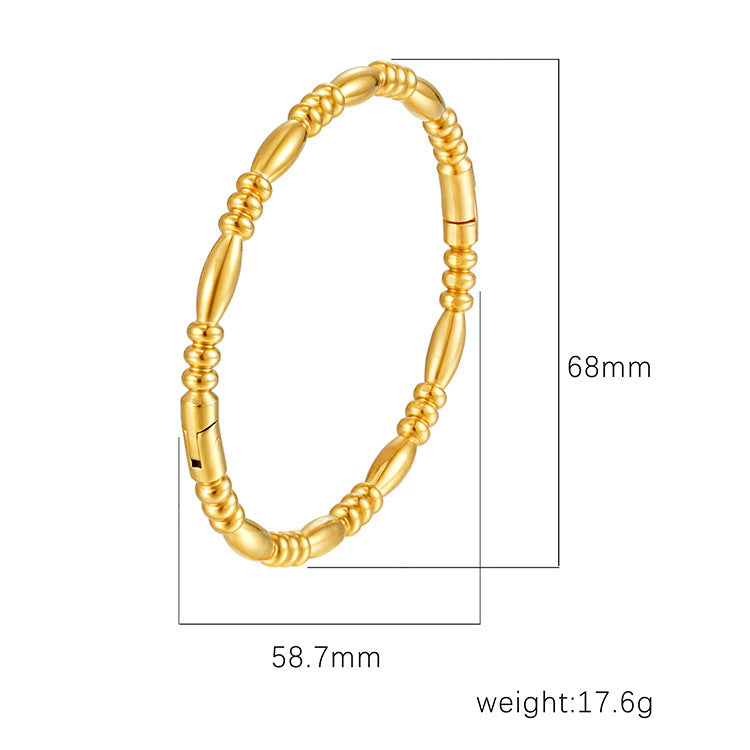 Women's Stainless Steel High-grade C- Shaped Oil Pressure Open-ended Bracelet