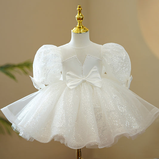 Girls' Polyester Fiber Evening Dress White