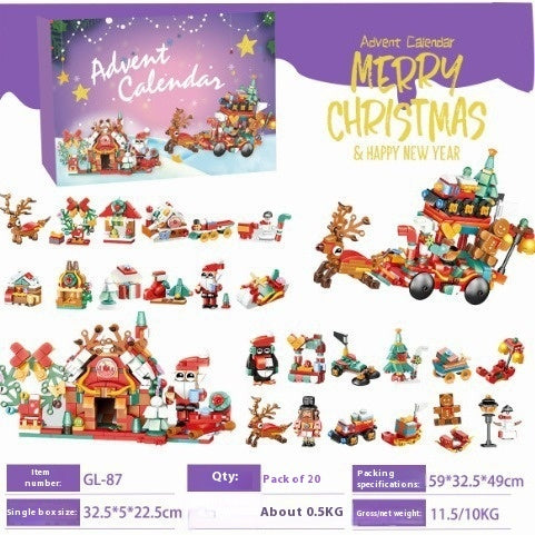 Christmas Countdown Building Blocks Hand Tear Calendar Blind Box