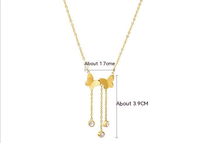 Women's Titanium Steel Tassel Frosted Butterfly Anklet