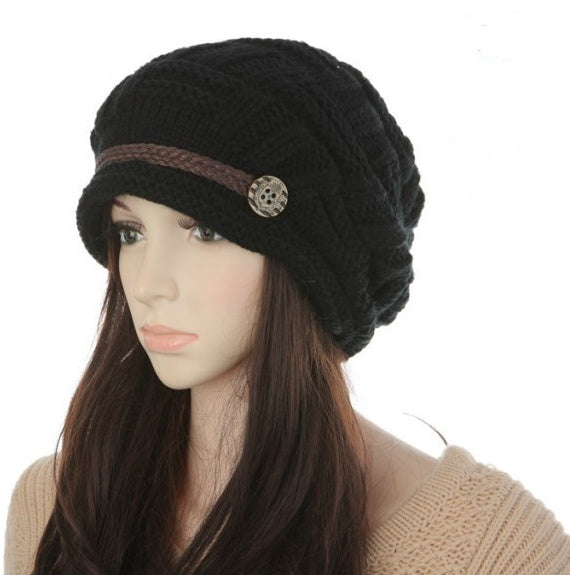 Women's Fashion Braided Autumn Winter Warm Baggy Beanie knitted hat crocheted hat 989D