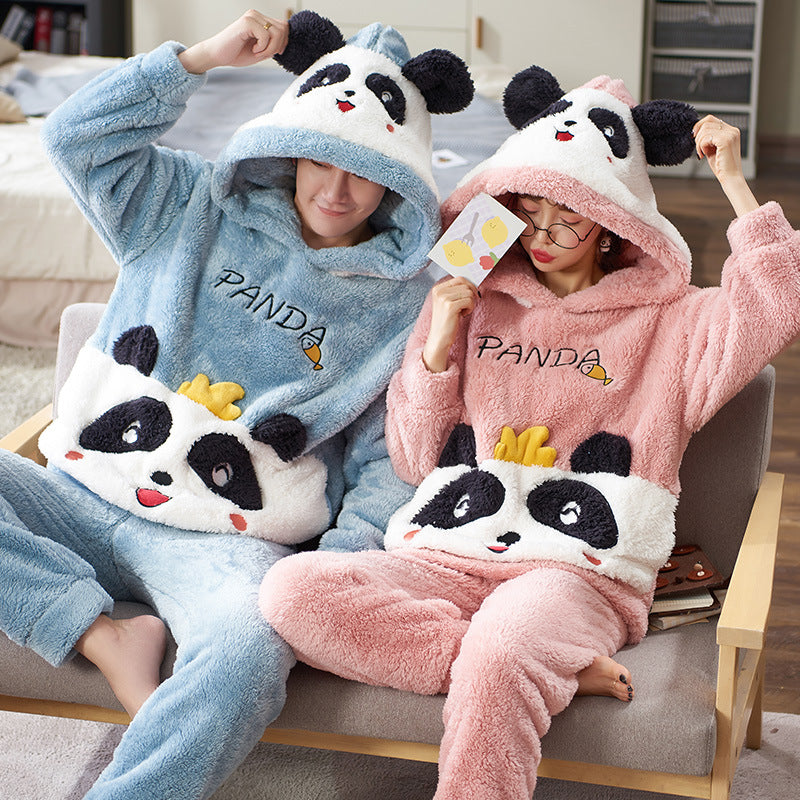 Winter Couple Thickened Flannel Pajamas Suit