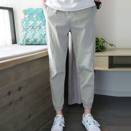 Loose Trendy Summer Ice Silk Casual Pants Men