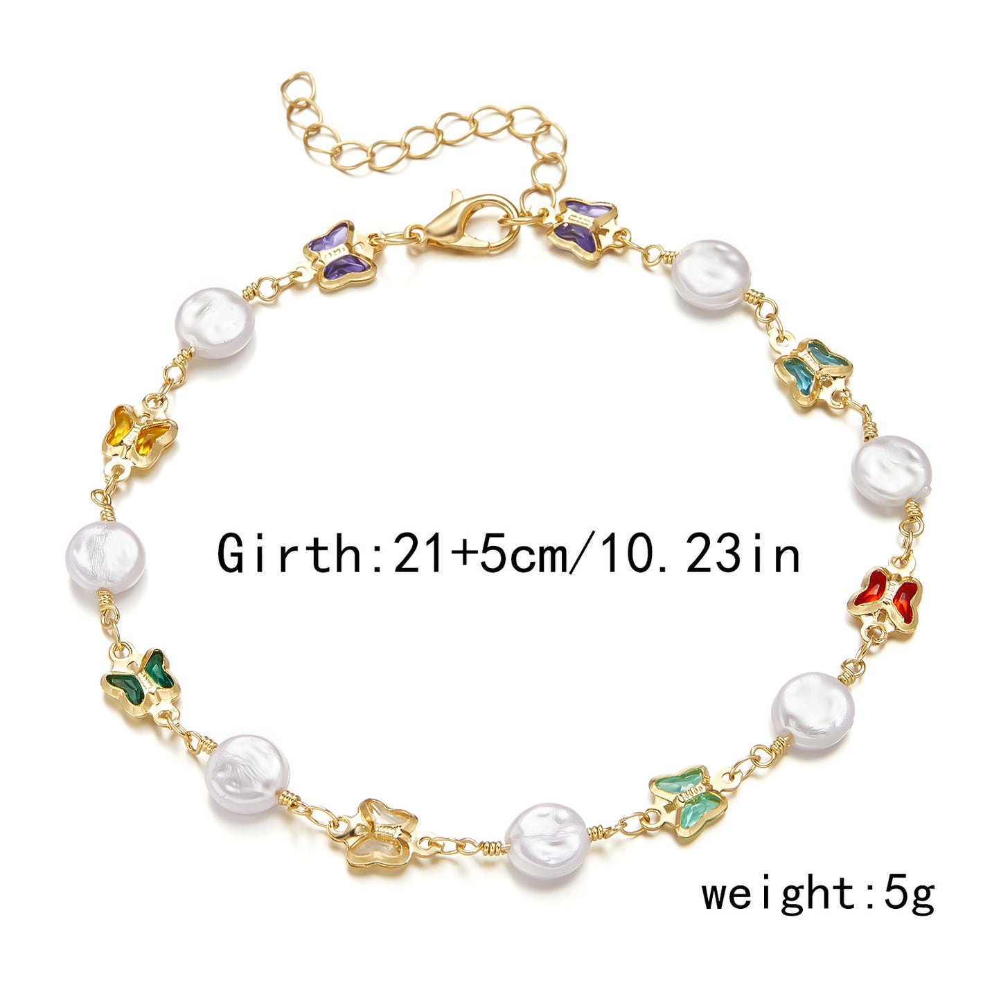Fashion Butterfly Pearl Bracelet Anklet