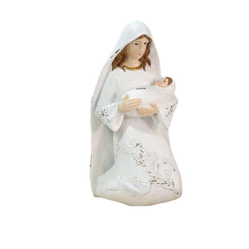 Christmas Relief Virgin Holding Saint Baby Decorations