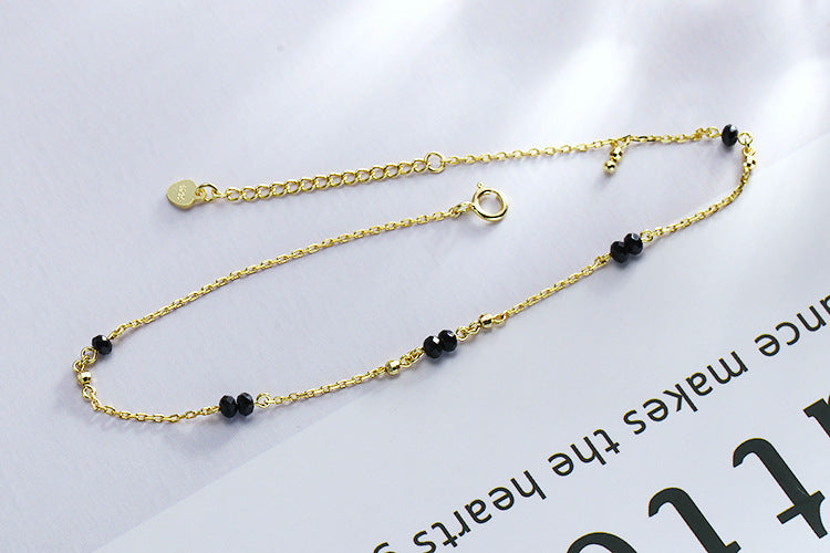 Fashion faceted black zirconium anklet