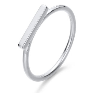 Pure 925 Silver Rings For Women Geometric Stick Simple Ring Office Simple Design Trendy Jewelry Party Gift Accessory