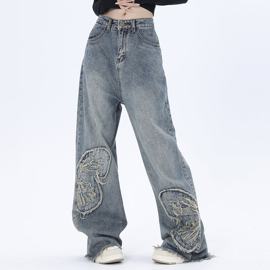 Butterfly Patch Decoration Jeans For Men