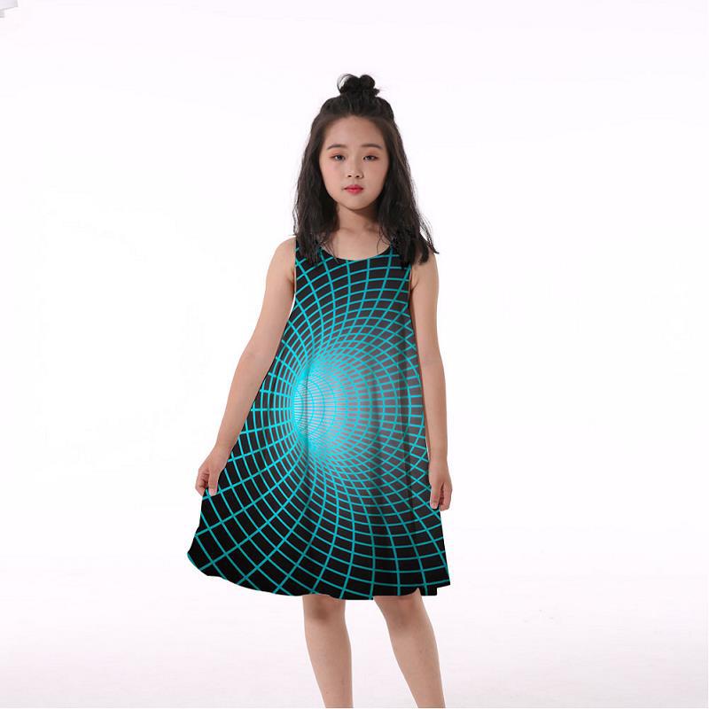 3D Rainbow Print Girls' Dress Nightdress