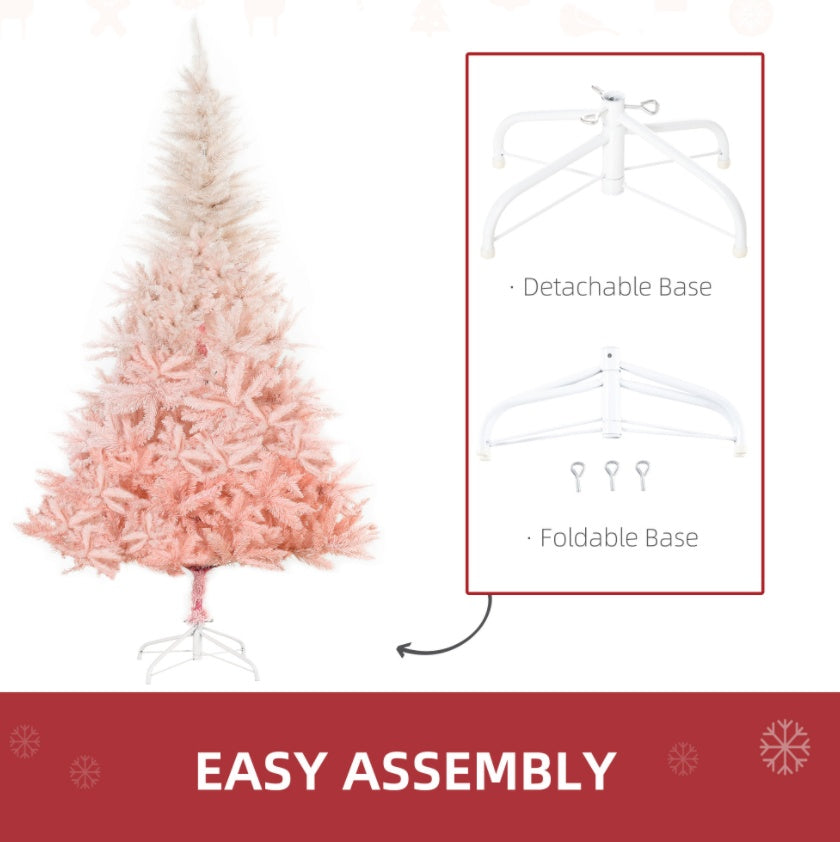 6ft Unlit Spruce Artificial Christmas Tree With Realistic Branches And 800 Tips, Pink