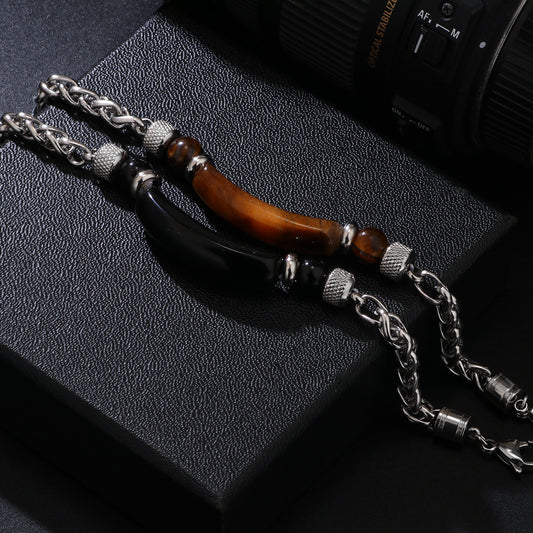 Natural Stone Bracelet Men's Chain Splicing Tiger Eye Stone