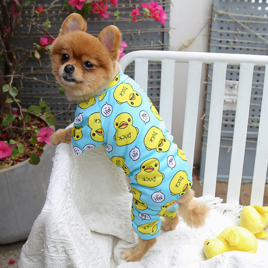 Pet Dog Cat Four-legged Clothes Supplie Duck Cartoon Pajamas Bottoming Out
