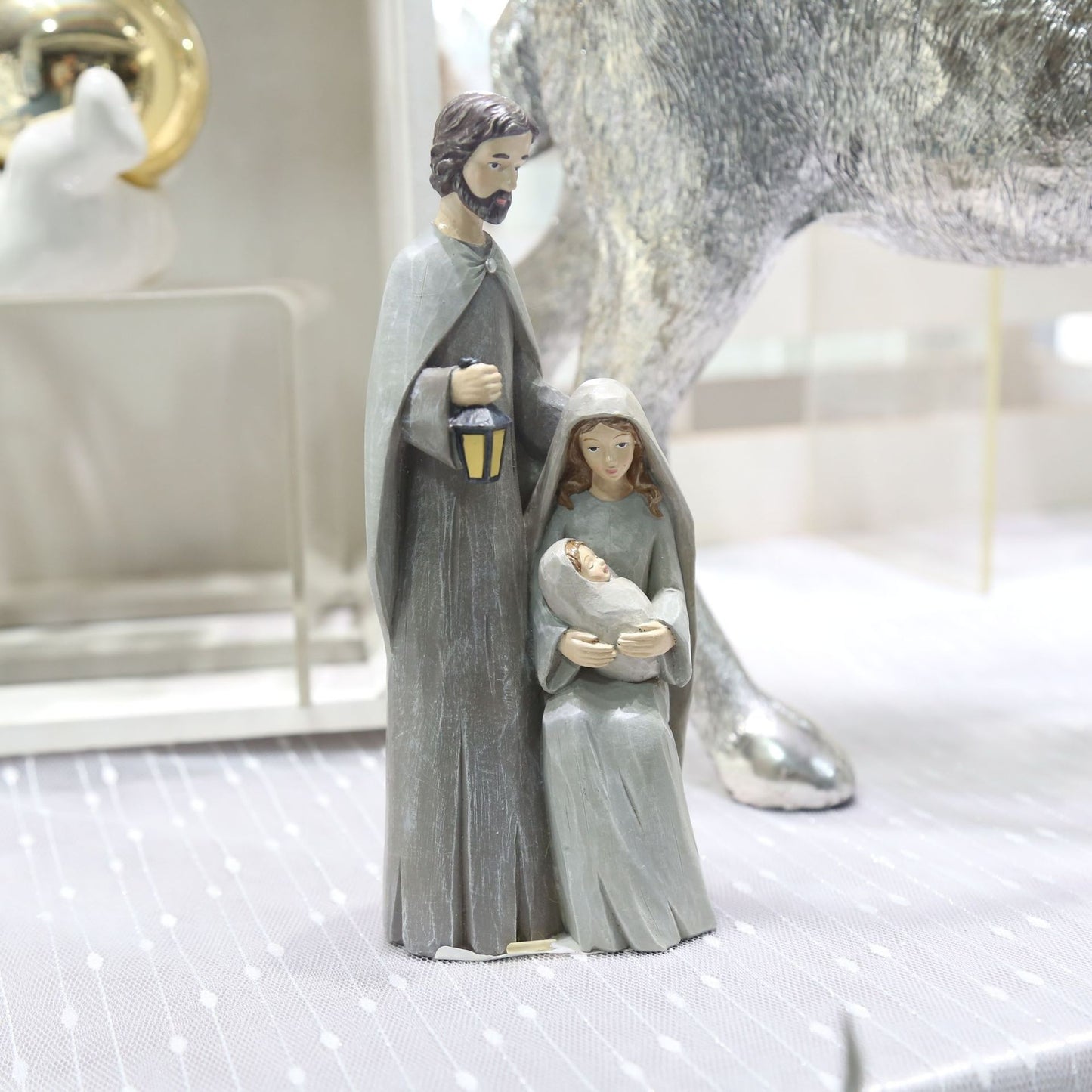 Christmas Relief Virgin Holding Saint Baby Decorations