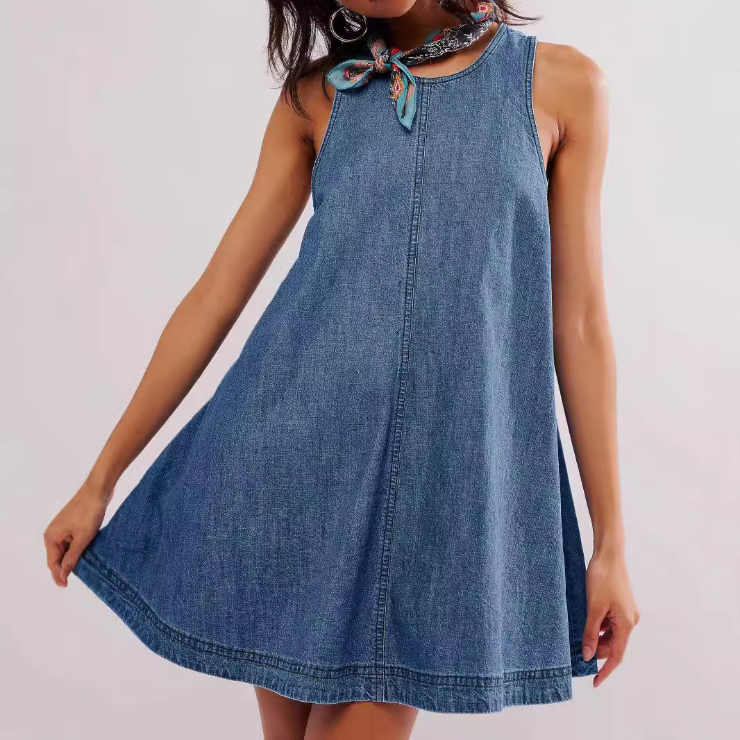 Sleeveless Backless Denim Dress