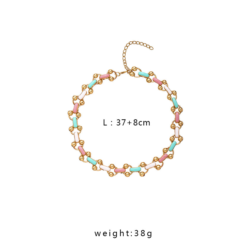 Dripping Rainbow Color Necklace Exaggerated Necklace Clavicle Chain