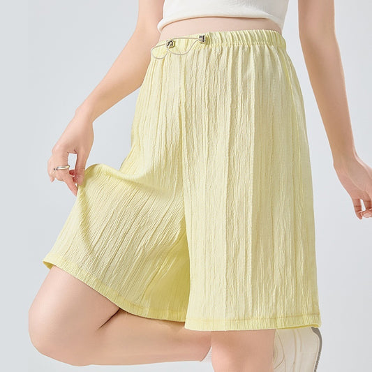 Knitted Drawstring Linen Pleated Shorts For Pregnant Women Casual