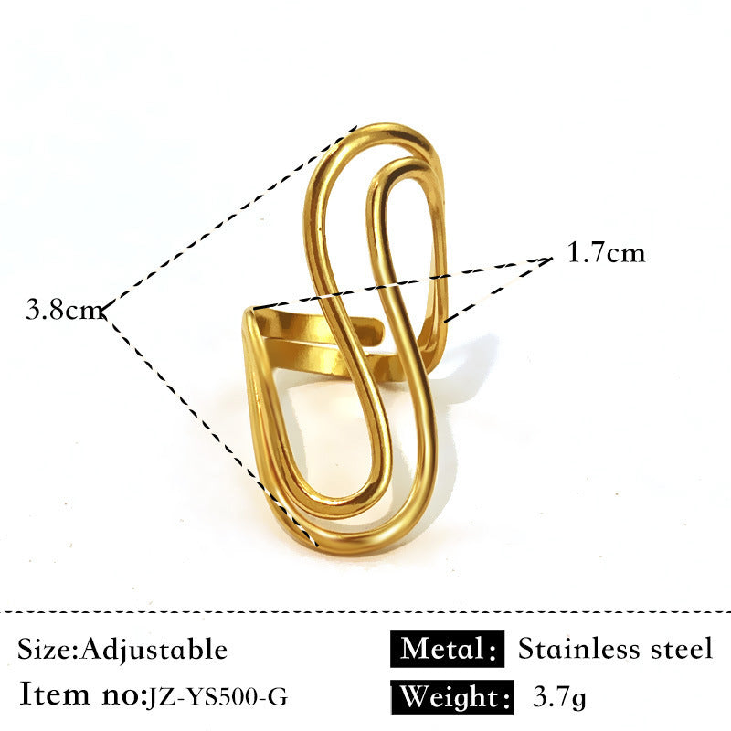 Glossy Stainless Steel Plated 18K Gold Simple Ring