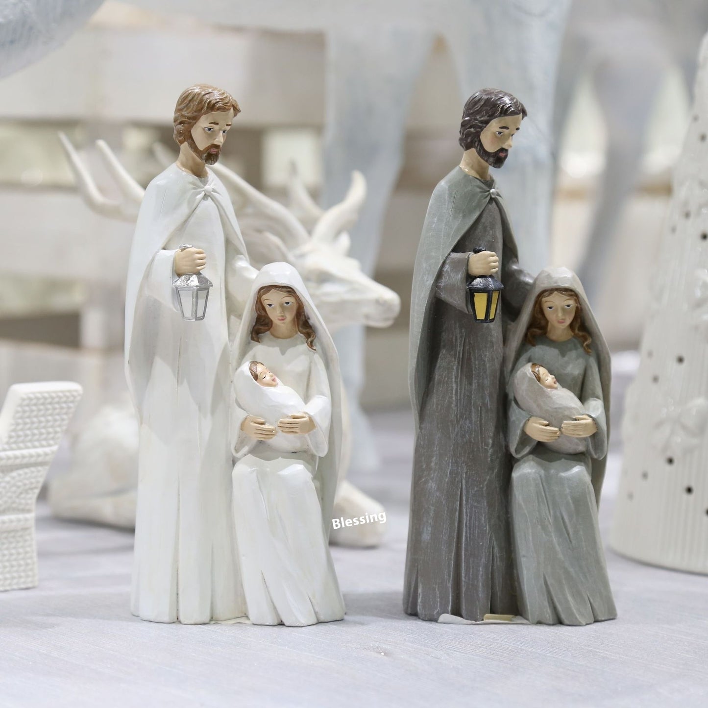Christmas Relief Virgin Holding Saint Baby Decorations