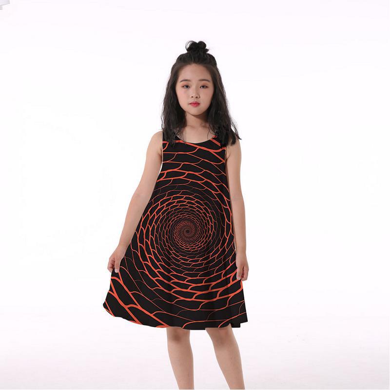3D Rainbow Print Girls' Dress Nightdress