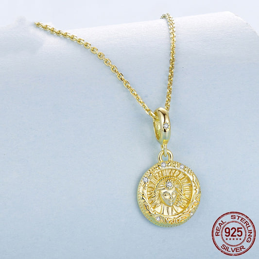 Original S925 Sterling Silver Gold Plated Sun Goddess Pendant Parts