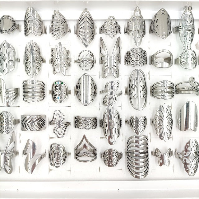 20 Pcs Lot Fashion Stainless Steel Hollow Rings For Women Mi