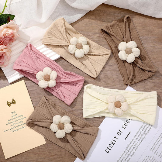 Soft Nylon Baby Flower Headbands For Newborns, Infants & Toddlers  Cute Hair Accessories For Girls Beige, Pink, Khaki