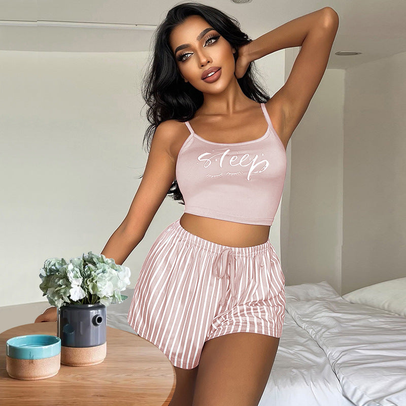 Letter Stripes Printed Ladies' Homewear