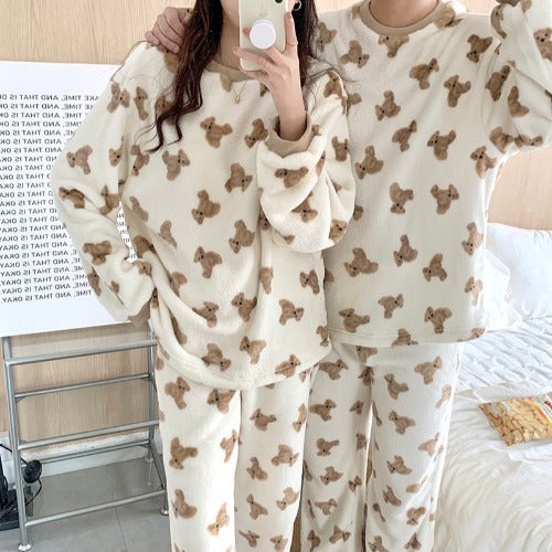 New Cute Couple Loose Round Neck Pajamas
