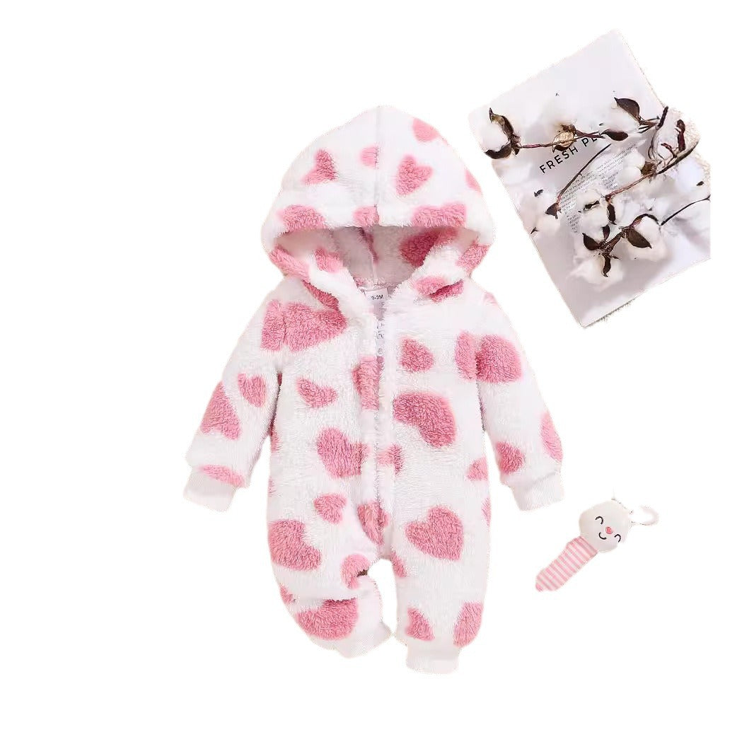 Toddler And Baby Long Sleeve Long Leg Jumpsuit Cute Hooded Outer Wear Romper