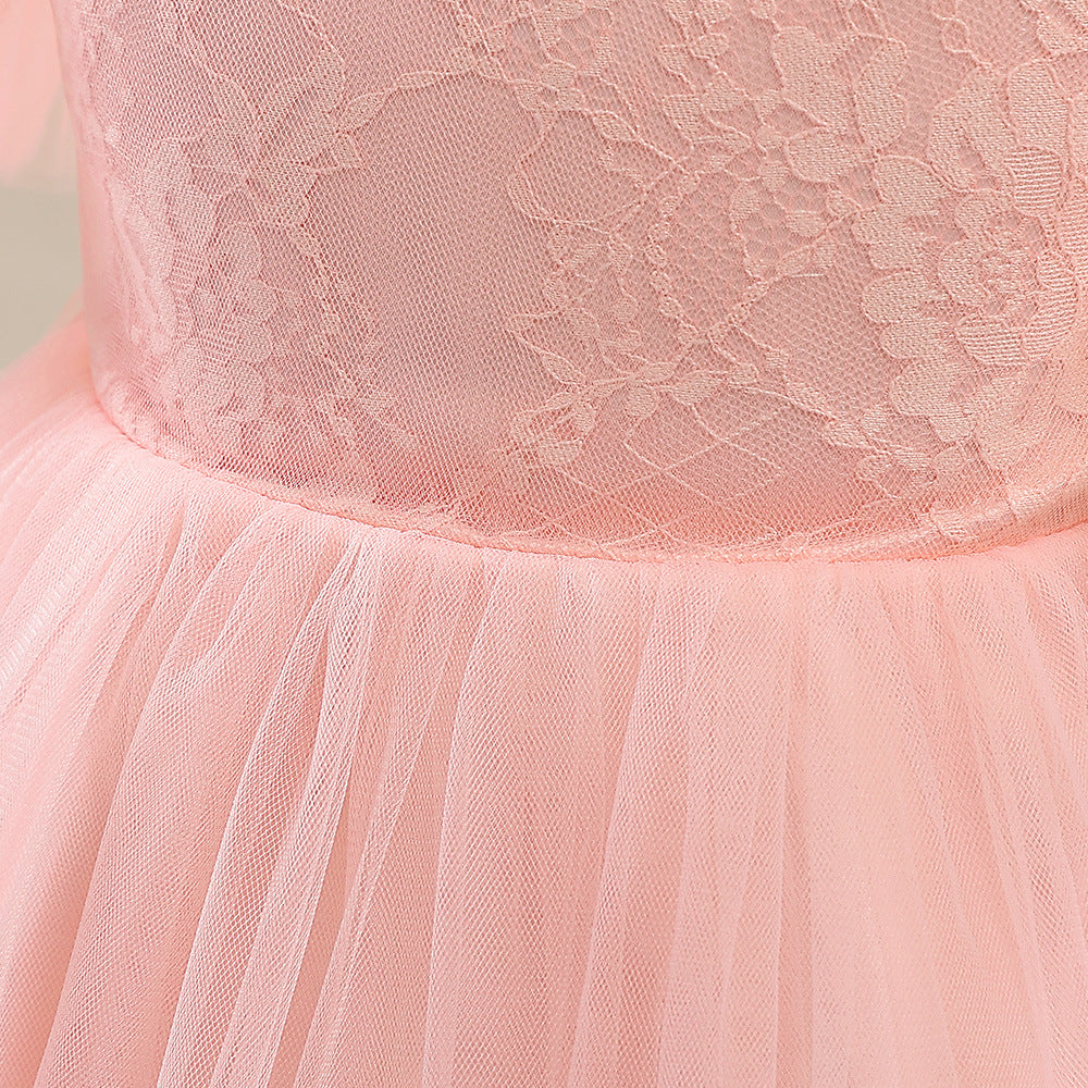 Girls' Lace Stitching Umbrella Princess Dress