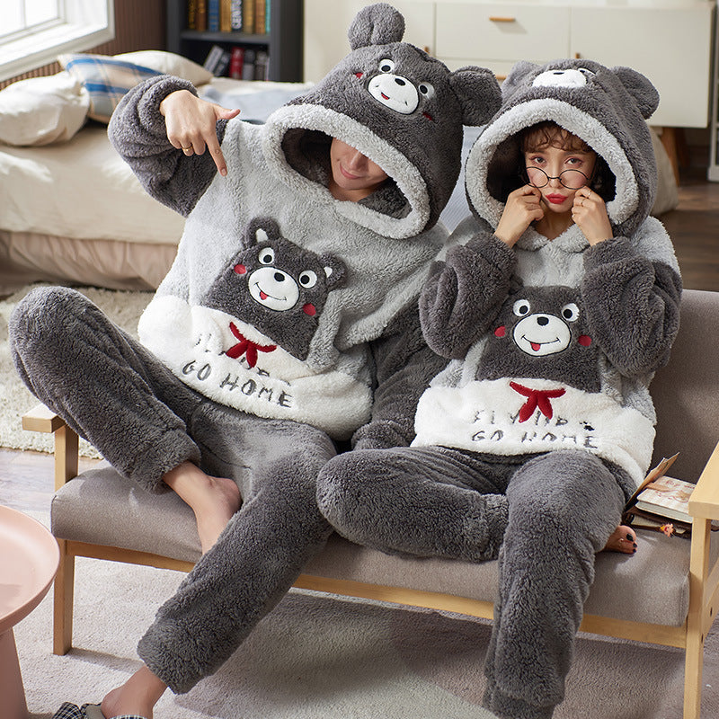 Winter Couple Thickened Flannel Pajamas Suit