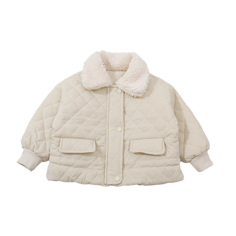 Girls' Winter Casual Jacket Warm Polo Collar Top
