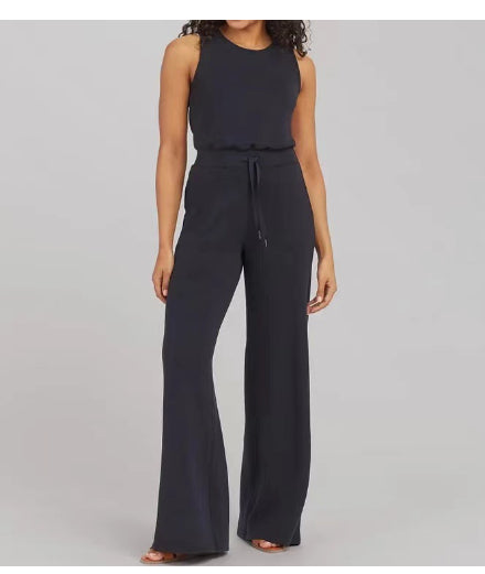 Women's Solid Color Sleeveless Lace-up Jumpsuit
