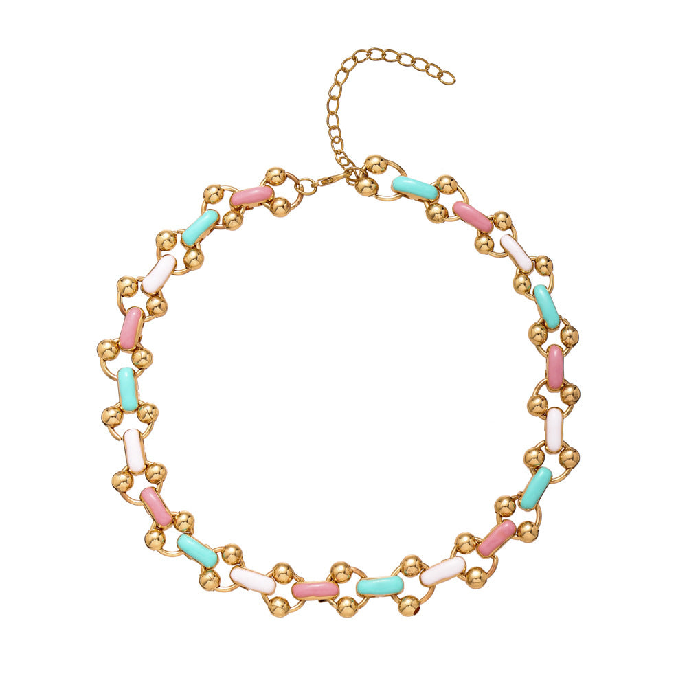 Dripping Rainbow Color Necklace Exaggerated Necklace Clavicle Chain