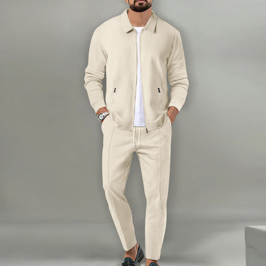 Coat Men's Autumn Zipper Pocket Lapels Slim-fit Cardigan Jacket Suits
