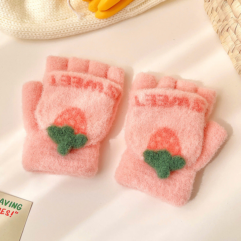 Thicken Five Finger Flip Mittens Baby Gloves For Autumn And Winter