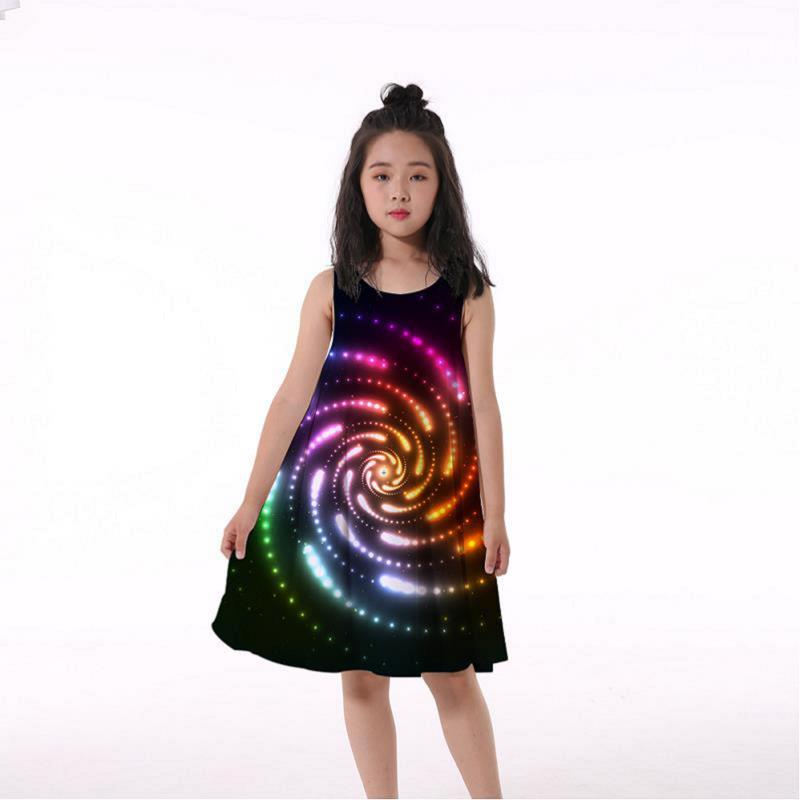 3D Rainbow Print Girls' Dress Nightdress